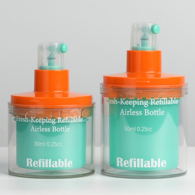 Hervulbare 30 ml 50 ml frisgehoudende luchtloze pompfles voor cosmetische crème met warm stempelen en aangepaste kleur