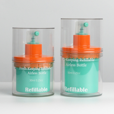 Hervulbare 30 ml 50 ml frisgehoudende luchtloze pompfles voor cosmetische crème met warm stempelen en aangepaste kleur